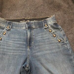 St. John Bay Wide Leg Blue Jeans With Side Button Pockets.